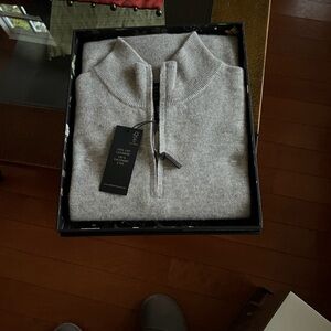Christian Lacroix Light Gray Zip-Up Sweater 100% cashmere